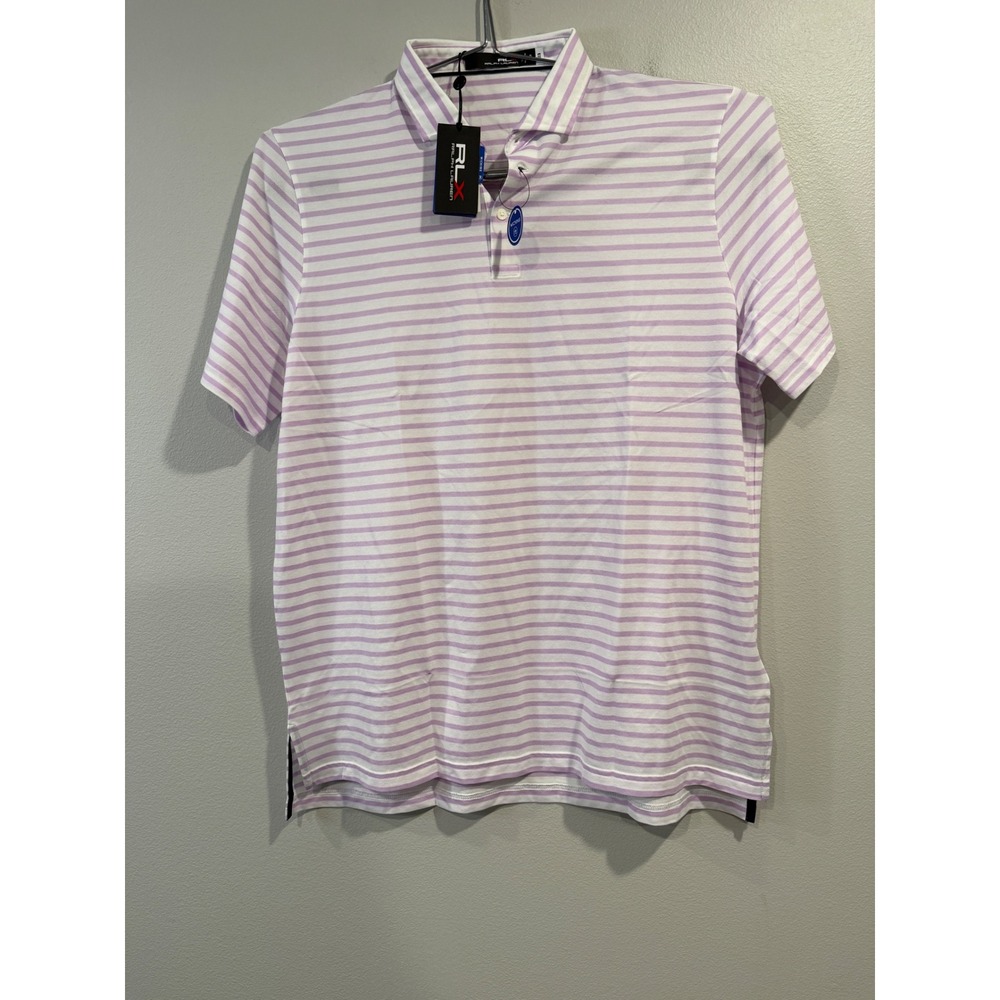 Ralph Lauren RLX Golf Polo Shirt Mens XL Purple White Stripe‎ Moisture Wicking